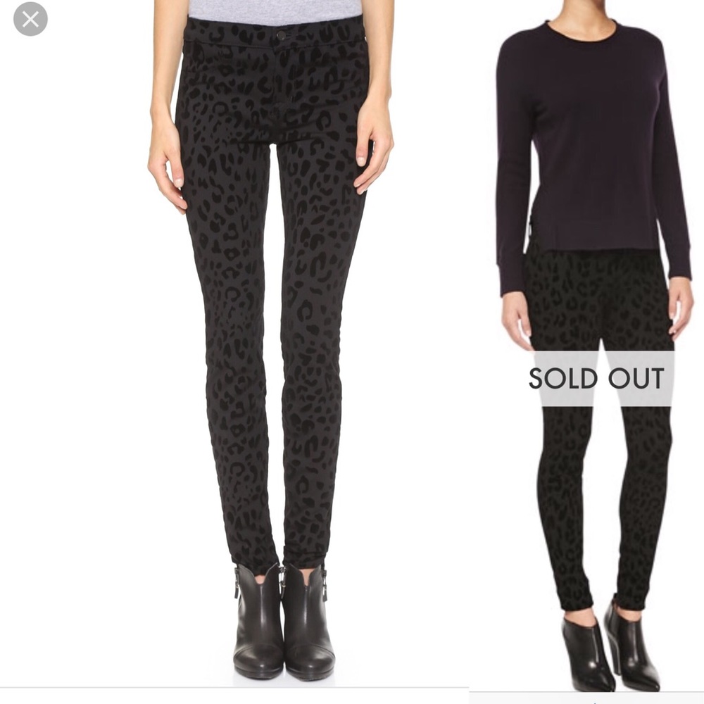{ J Brand } Super Skinny Black Leopard Jeans